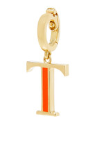 English Letter T Charm, 18k Yellow Gold